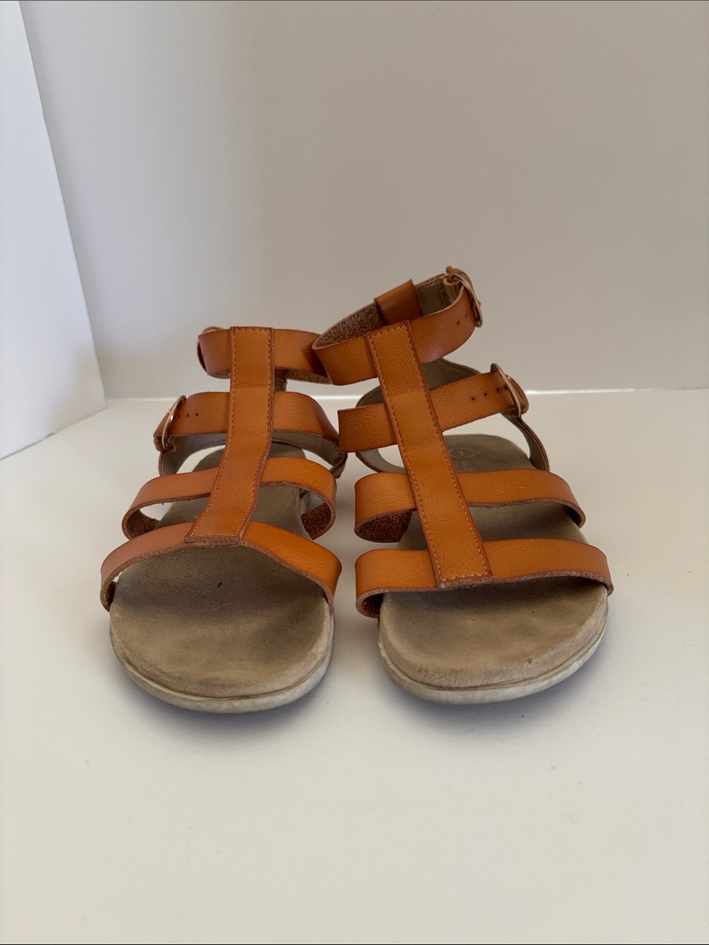 Kids Tan Multi-Strap Leather Sandals